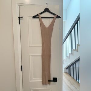 H&M Tan Ribbed Midi Dress